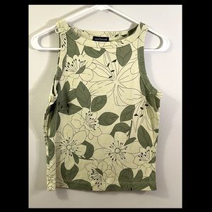 Ann Taylor Cotton Scoop Neck Floral Tank Top (S)